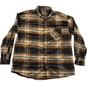 Vintage Canyon Creek Men's Shirt XXL Brown Plaid Button-Up Long Sleeve Flannel